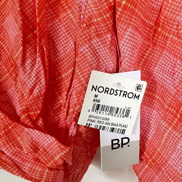 NWT BP by Nordstrom Long Sleeve Orange Plaid Crop Top - Size: Medium - Picture 5 of 8